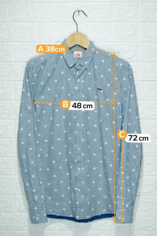 Camicia Lacoste Uomo Made in France Cotone Azzurra