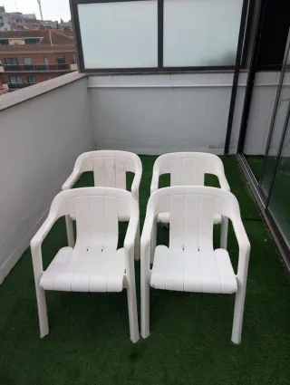 Set 4 Sillas Jardín Plástico Blancas