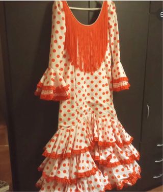 Traje Flamenca Corto Lunares Talla 36-38