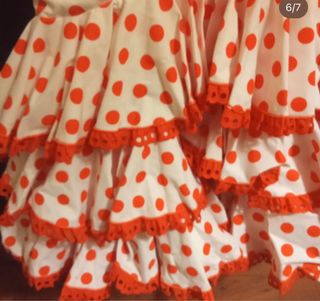 Traje Flamenca Corto Lunares Talla 36-38