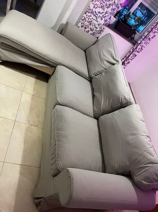 Sofá chaiselongue 3 plazas tela gris