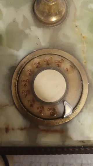 Telefono vintage in onice oro e verde