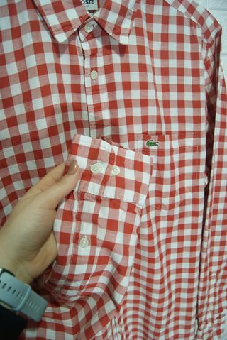 Camicia Lacoste Uomo Quadri Rosso L