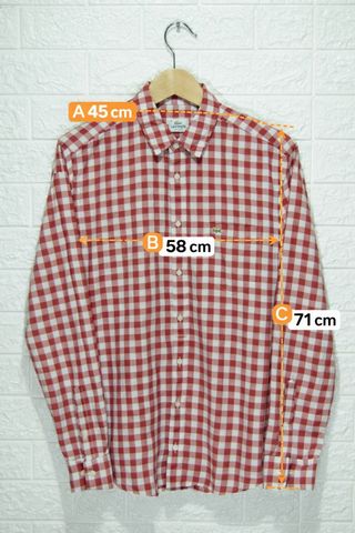 Camicia Lacoste Uomo Quadri Rosso L