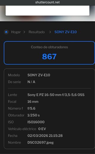 Cámara Sony ZV-E10 con OBJETIVO 16-50mm incluido.