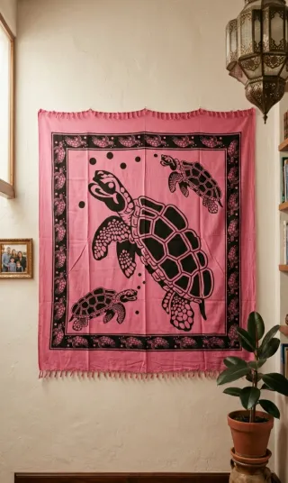 Pareo / Cubre Sofá Tortugas 100% Algodón 210x240cm