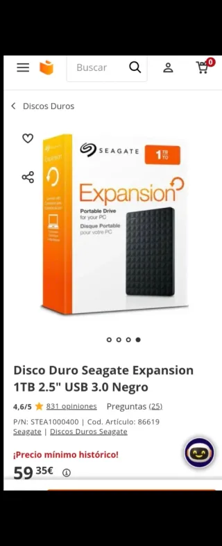 Disco Duro Externo Seagate Expansion 1TB