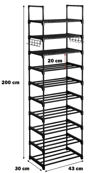 Scarpiera 10 ripiani salvaspazio scarpe stand rack