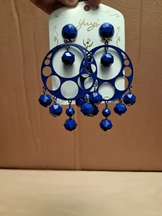Pendientes flamenca azul marino