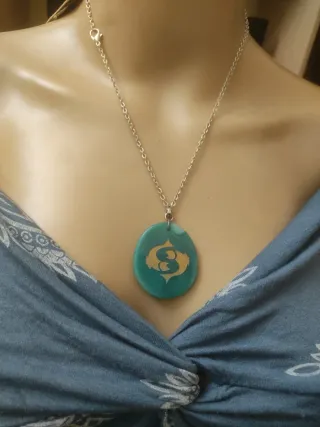 Collana Giada Intarsio Pesci Dorati Acciaio Inox