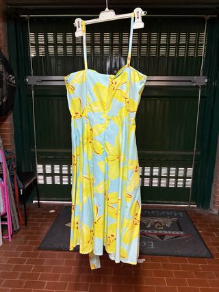 Abito donna floreale giallo e azzurro