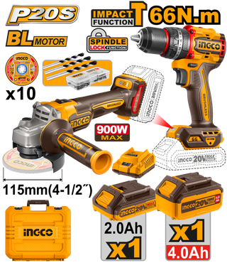 PACK AMOLADORA Y TALADRO INGCO