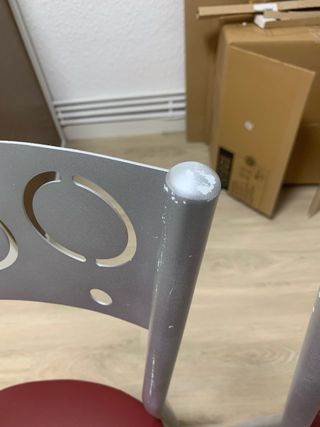 Pareja de sillas cocina burdeos y plateadas