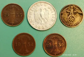 Lote 5 Monedas Alemanas 1933-1937 .