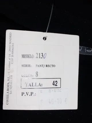 Pantalón vestir Cotelá negro talla 42