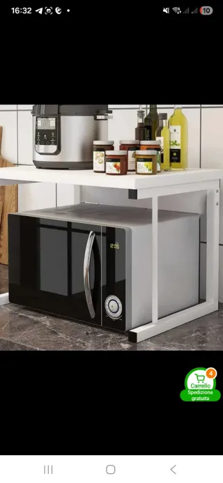 Scaffale porta microonde bianco cucina organizer b