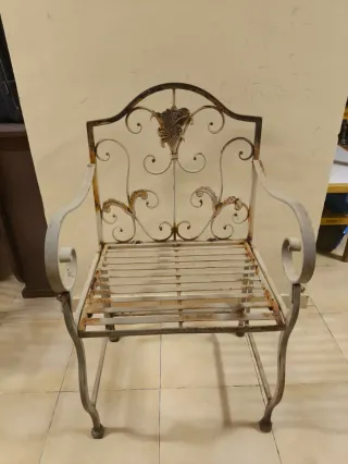 Banco y sillas de Hierro Forjado Blanco