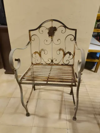 Banco y sillas de Hierro Forjado Blanco