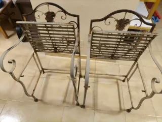 Banco y sillas de Hierro Forjado Blanco