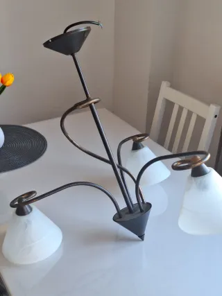 Lámpara colgante metal y cristal