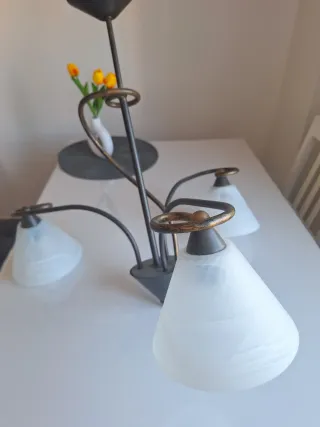 Lámpara colgante metal y cristal