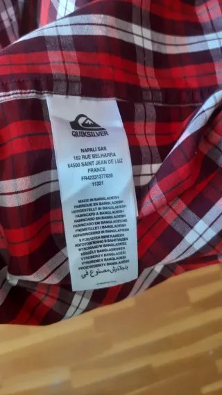 Camisa Quiksilver cuadros roja talla L