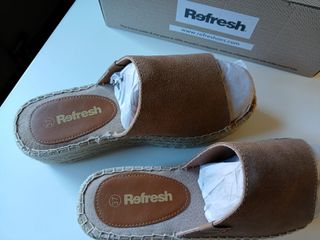 Alpargatas cuña Refresh beige/marrón T37