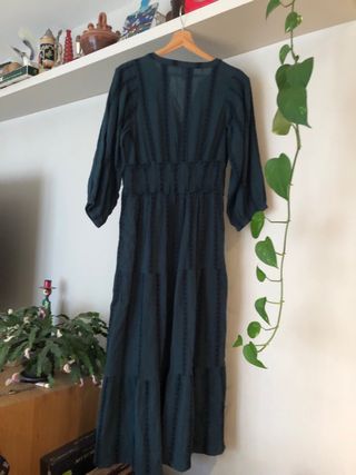 Vestido largo Indi & Cold bordado verde T.S