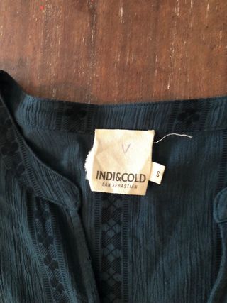 Vestido largo Indi & Cold bordado verde T.S