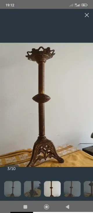 Candelabro altar iglesia bronce siglo XIX