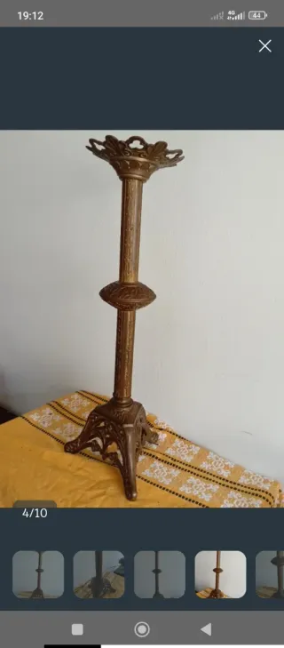 Candelabro altar iglesia bronce siglo XIX