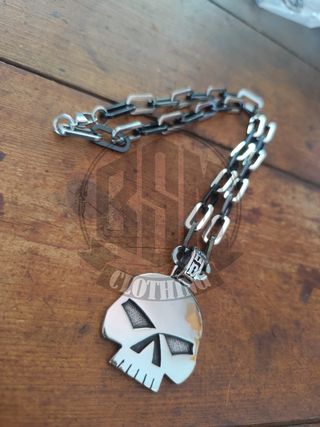 Collana bicolore Harley Davidson Teschio silver