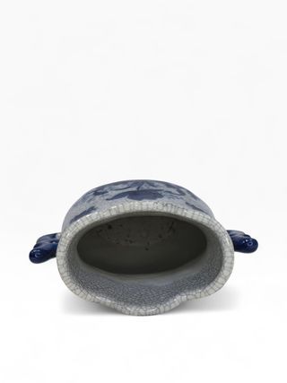 Jarra Cerâmica Azul e Branca Craquelê