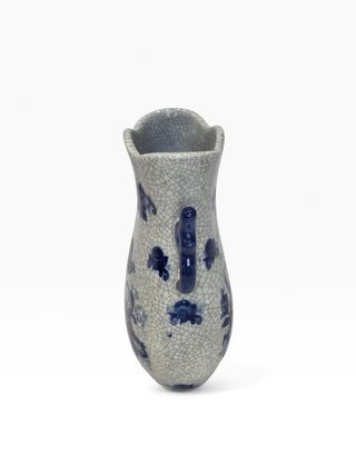 Jarra Cerâmica Azul e Branca Craquelê