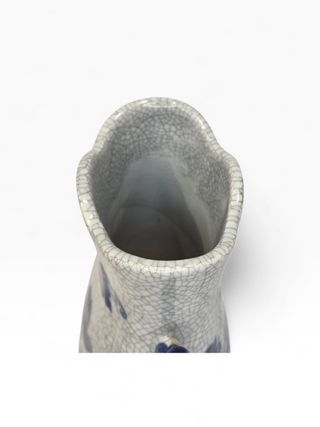 Jarra Cerâmica Azul e Branca Craquelê