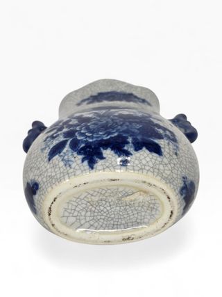 Jarra Cerâmica Azul e Branca Craquelê