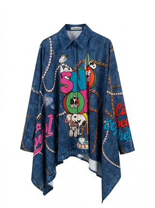 Camisa Poncho Estampada Diorse Talla Única