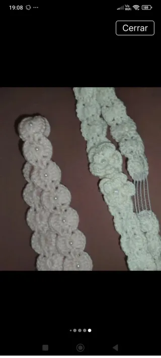 Diadema Lana Flores Perlas recién nacido