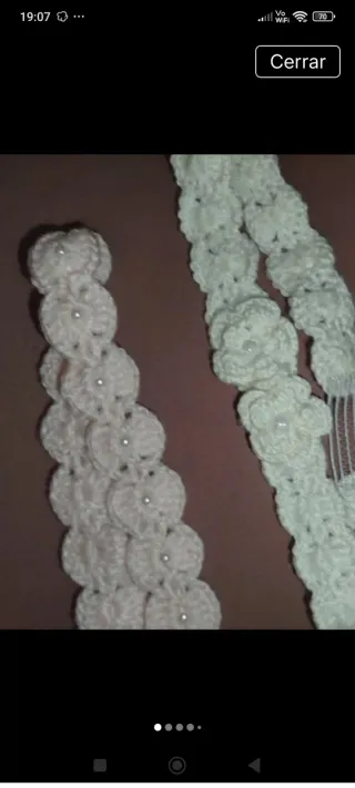 Diadema Lana Flores Perlas recién nacido