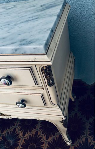 Mesitas de noche vintage mármol y madera