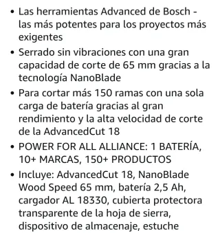 Sierra Bosch AdvancedCut 18 a batería