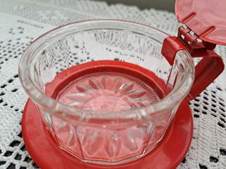 Formaggiera vintage anni 70 vetro e metallo