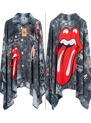 Camisa Poncho Denim Gris The Rolling Stones