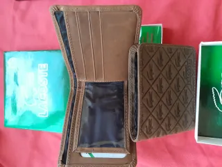 Billetera de piel Lacoste marrón 2 modelos, elije