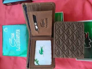 Billetera de piel Lacoste marrón 2 modelos, elije