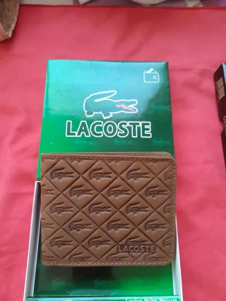 Billetera de piel Lacoste marrón 2 modelos, elije