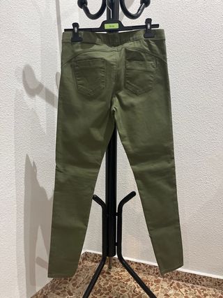 Pantalón pitillo mujer verde elastico