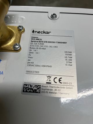 Calentador Neckar Blanco (BUTANO)