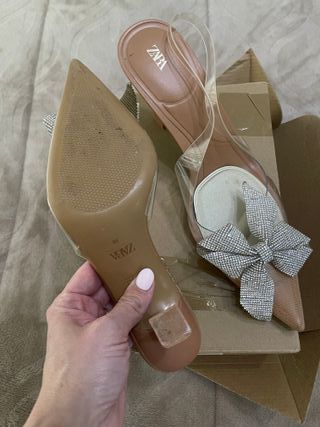Zapatos Zara Tacon Transparente Brillantes