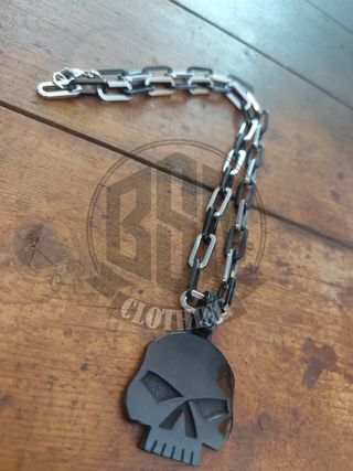 Collana bicolore Harley Davidson Teschio nero